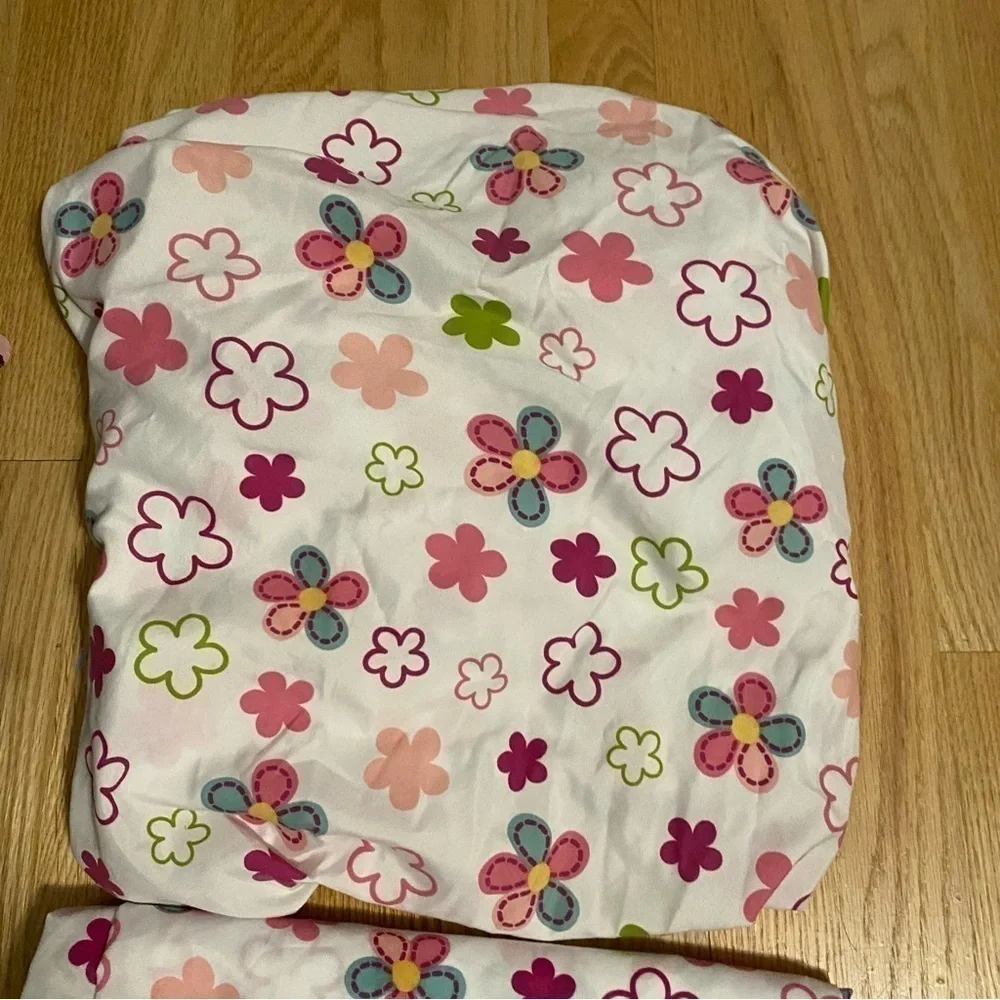 Everything Kids Floral Fitted Flat Sheet Set Crib Toddler Bed Size Pink Blue